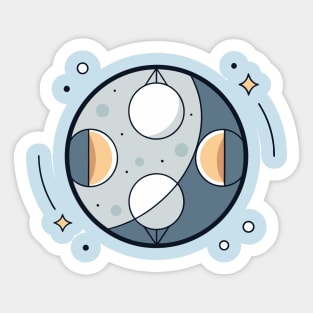 Phases of the moon in cosmic balance design Sticker